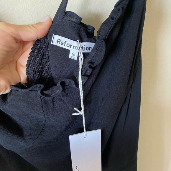 NWT Reformation Alfred Black Jumpsuit Wide Leg Size 10 - Picture 10 of 11